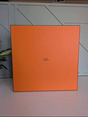 Hermes Orange Square Gift Box with Black Trim
